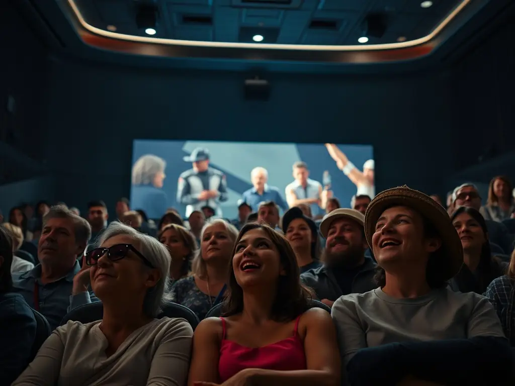 A captivating image of a TERRE IMAGES film screening event, showcasing the audience's engagement and the cinematic experience.